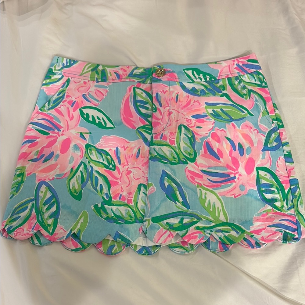 BNWT Lilly Pulitzer High Waist Pink and Green skort Tropical Print